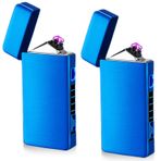 2 adet USB elektronik çakmak, elektrikli USB çakmak, elektrik arkı, LED çift arklı ateş kazığı, pil göstergeli, rüzgar geçirmez, plazma çakmak, düğmeye basarak tetikleme (mavi)
