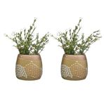 2 ADET VAZO DAHİL,VAZODA ÇİÇEK,BEYAZ YAPAY ÇİÇEK,VAZO DEKORATİF ALTIN MOZAİK POLİRESİN 10X15X5CM