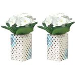 2 ADET VAZO DAHİL,VAZODA ÇİÇEK,BEYAZ YAPAY ÇİÇEK,VAZO DEKORATİF PUANLI POLİRESİN 6X6X15CM