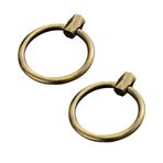 2 adet Vintage Pure Brass altıgen sap yuvarlak halka mobilya düğmeleri çekmece çekme halkaları dolap halkası dolap kulpu kapı kolları çekmece düğmeleri komodin için, donanım (65 mm, bronz renk)