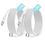 2 Adet x 2Metre Type C-C Kablo Seti, ÖRGÜLÜ KABLO VE GÜÇLENDİRİLMİŞ BOYUN, 60Watt PD Hızlı Şarj, iPhone 15/16/17 ve Andoid İçin (2Ad x 2Metre Beyaz)