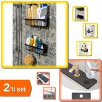 2 Adet Yapışkanlı Plastik Mutfak Banyo Rafı + Su Emici Sihirli Mutfak Musluk Matı - 2li Set L2E2E9