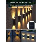 2 Adet Yeni Nesil Solar Çift Yönlü Duvar Lambası Güneş Enerjili Solar Aydınlatma Modern Dekorasyon Aplik Işık