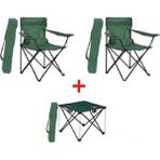 2 Adet Yeşil Katlanır Kamp Sandalyesi 1 Adet Masa Piknik Çantalı - 6456 Ecorce Tube Marron - Polyester