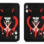 2 Adet Zcketo Ölüm Kartı Kırmızı Ace of Spades Film. V Poker Nakış Yaması, Kancalı, Taktik Askeri Airsoft Komik Rozet, Moral, Sırt Çantaları, Kıyafetler, Çantalar, Üniforma Cadılar Bayramı