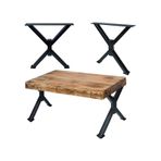 2 Adt Metal X Çapraz Ayak Ahşap Kütük Masif Orta Sehpa Ayağı 45Cm