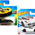 2 Araç Hot Wheels Set - Lamborghini Sesto Elemento & Bugatti Bolide - Sarı (1/64)