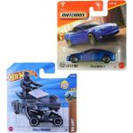 2 Araç Tesla Set - Hot Wheels Tesla Cyberquad & Matchbox Tesla Model S (1/64)