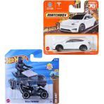 2 Araç Tesla Set - Hot Wheels Tesla Cyberquad & Matchbox Tesla Model Y (1/64)