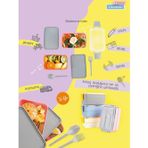 2 Bölmeli 900 ml BPA Free Sızdırmaz Beslenme Kabı Lunch Box Kaşıklı Çatal Seti Okul Ofis Piknik XL