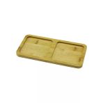 2 Bölmeli Dikdörtgen Ahşap Bambu Yağdanlık Altlık Mini Tepsi 20X10x0.8cm (Timya/Go1395) 200032