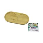 2 BÖLMELİ OVAL AHŞAP BAMBU YAĞDANLIK ALTLIK MİNİ TEPSİ 12 X 23.4 X 0.8CM (2818)