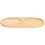 2 Bölmeli Oval Doğal Bambu Sunum Tabağı - 23X12 Cm Yuvarlak Hatlı Çerezlik, Sosluk Kahvaltılık