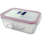 2 Bölmeli Pembe Cam Saklama Kabı 670 Ml, Şık ve Kullanışlı Mutfak Ürünü - Seçenek 1
