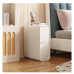 2 Çekmeceli İnce Komodin Mikrofiber Deri Komodin Küçük Alanlar için Komodin Minimalist Kanepe Sehpa Yatak Odası Göğüs Mobilyaları veya Dolap