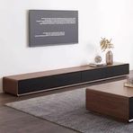 2 Çekmeceli Modern TV Sehpası Dolabı - Oturma Odası ve Yatak Odası için Şık Eğlence Medya Konsolu - Kahverengi Kaplama (240x24x24cm)