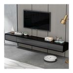2 Çekmeceli Yüzer TV Konsolu Küçük Daireler için Duvara Monte Medya Rafı Modern Gri ve Siyah Tasarım TV Depolama Altında 120 cm