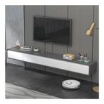 2 Çekmeceli Yüzer TV Ünitesi Duvara Monte Medya Konsolu Modern Küçük Apartman TV Dolabı TV Altında Depolama için (Beyaz+Gri 140 cm)