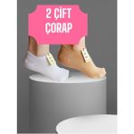 2 Çift Babet Çorap Görünmez Çorap Spor Yoga Pilates Sneakers Kaymaz Silikon Taban 36-40 Beyaz Krem