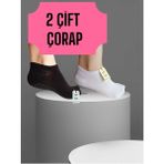 2 Çift Babet Dikişsiz Çorap Görünmez Çorap Spor Yoga Pilates Kaymaz Silikon Taban 36-40 Siyah Beyaz