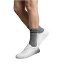2 Çift Gri Erkek Tenis Çorabı - Çizgili Retro Soket Çorap Seti - Pamuklu Konfor