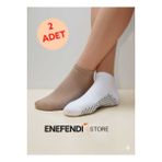 2 Çift Kaydırmaz Unisex Yoga, Pilates, Tavaf Çorabı | Spor Patik Çorap Beyaz|Açıkkahve 36-40