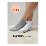 2 Çift Kaydırmaz Unisex Yoga, Pilates, Tavaf Çorabı | Spor Patik Çorap Beyaz|Gri 36-40