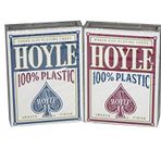 2 Decks Hoyle 100% Plastic Standard Poker Playing Cards Red & Blue New Decks