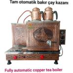 2 Demlikli Bakır Çay Ocağı Osmanlı Tuğra Model 2 Gözlü Bakır Çay Kazanı Elektrik + Tüplü Bakır Çay Semaveri Ets Sistemli
