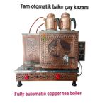 2 Demlikli Bakır Çay Ocağı Tuğra model 2 Gözlü Bakır Çay Kazanı Elektrik + Tüplü Bakır Çay Semaveri Ets Sistemli