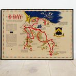 2.Dünya Savaşı Normandiya Çıkarması Haritası Sanatsal Duvar Dekorasyon Poster 60x90cm.