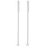 2 İçme Saman Temizleme Fırçası UZUN - Paslanmaz Çelik İçecek Pipetleri için Kıl Temizleyici Cam Yıkama İçin Ağır Hizmet Fırçaları Silikon Metal Pipetler Çaydanlık Bacalı Mini Mikro Şişe