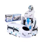 2 In 1 Elektrik Deformasyon Tren Robot Müzikal Işık Oyuncak Araba (Yurt Dışından) - Beyaz