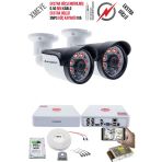 2 Kameralı Güvenlik Kamera Seti - Ekstra Uzun Mesafeli Güçlü, 5mp Sony Lens, 70M Dayanıklı Kablolama, 6 Atom Led, 500GB H.d.d