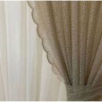 2 Kanat Renkli Vizon Petek Desen Bağcıklı Tül Fon Perde 2 Kanat - 90 x 260 cm