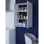 2 Kapaklı Beyaz Çok Amaçlı Dolap, Ayarlanabilir Raflı, Kulplu Kiler Dolabı, Banyo Dolabı 104X73CM %100MDF (BD11)