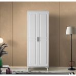 2 Kapaklı Komple Mdf Beyaz Gardırop Genç Odası
