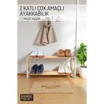2 Katlı Ayakkabı Düzenleyici, Çok Amaçlı Ayakkabılık, Masif Ahşap Raf