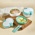 2 Katlı Beslenme Kabı – Okul, Iş ve Piknik Için Taşınabilir Sefer Tası - 1,1 lt - Turkuaz