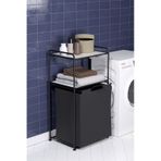 2 Katlı Çamaşır Sepeti Kirli Sepeti Beyaz Raflı Banyo Dolabı Banyo Düzenleyici Organizer Mat Siyah Mg100 Siyah