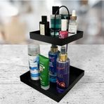 2 Katlı Dekoratif Metal Banyo ve Mutfak Organizer Düzenleyici Standı, Mumluk, Lokumkuk, Çerezlik, Orta sehpa ve Dekoratif Ev Aksesuarı SİYAH