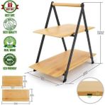 2 Katlı Dikdörtgen Bambu Servis Sunum Seti Büyük Boy, Kuru Pasta, Kurabiye ve Kek Sunumları Için Büyük Boy (34CM-26.5CM-16CM) - standart