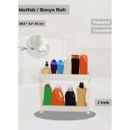 2 Katlı Mutfak Rafı Tekerlekli Organizer Dar Banyo Düzenleyici Motek Beyaz Banyo Rafı
