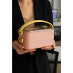 2 Katlı Paslanmaz Çelik Beslenme Kabı 1400 ml - Kolay Kilitlenir Sefer Tası - Pembe