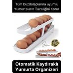 2 Katlı Pratik Yumurta Düzenleyici Buzdolabı Organizer Tutucu Otomatik Yuvarlanan Saklama Rafı Stand