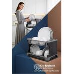 2 Katlı Rattan Dokulu Lüks Bulaşıklık - Kirli Beyaz & Siyah Düzenleyici