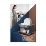 2 Katlı Rattan Dokulu Lüks Bulaşıklık - Kirli Beyaz & Siyah Modern Düzenleyici