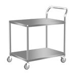 2 Katlı Tekerlekli Sepet - Taşınabilir Metal Depolama Rafları, Paslanmaz Çelik Fren Tekerlekleri, Restoran, Ev, Garaj ve Depo için, 60 x 45 x 85 cm
