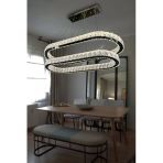 2 Katlı Yemek Masası Üstü Taşlı Modern Avize