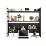 2 Katmanlı Endüstriyel Ferforje Masaüstü Kitaplık - Delikli Pano ile Metal Ofis Rafı Oturma Odası Teşhir Standı Bilgisayar Masası Depolama (115x22x98cm)